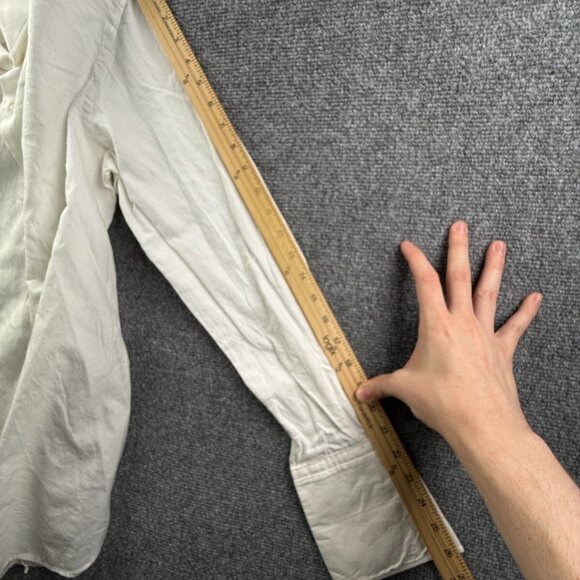 Massimo Dutti White Long Sleeve Button Up Shirt Cutaway Size 15.5 French Cuff - Picture 16 of 16